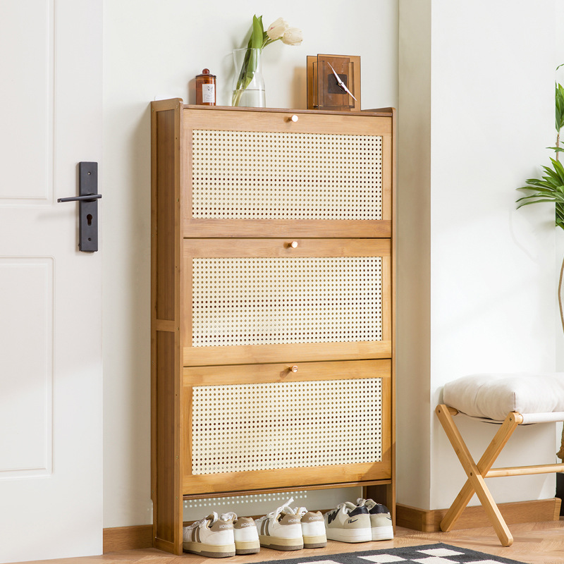 Room Divider Bamboo - Zapatero de madera para el hogar,