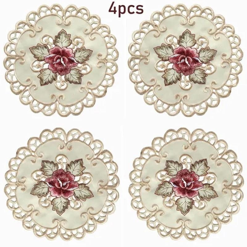 Conference Table Round - Mantel Individual redondo bordado con flores