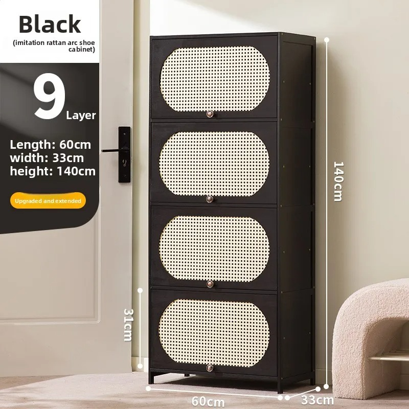 Room Divider Bamboo - Moderno zapatero de bambú negro de